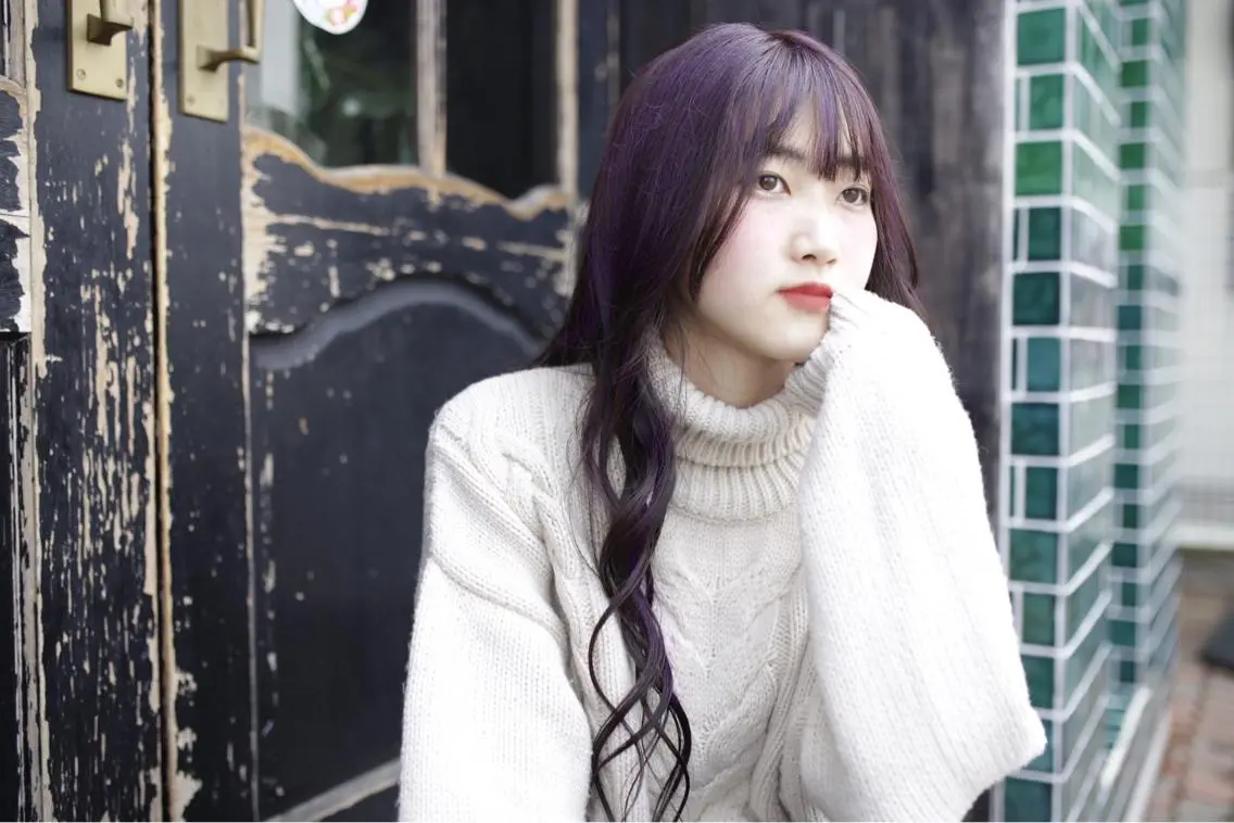 ロング カラー ピンクカラー バイオレットカラー バイオレットピンク 豊崎 左知のヘアスタイル
