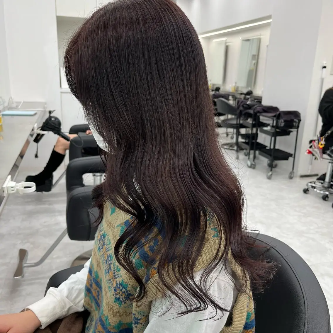 ロング ヘアカラー トリートメント ヘッドスパ ヘアセット 🍒韓国暖色ヘア NO.1🍒🪽のヘアスタイル
