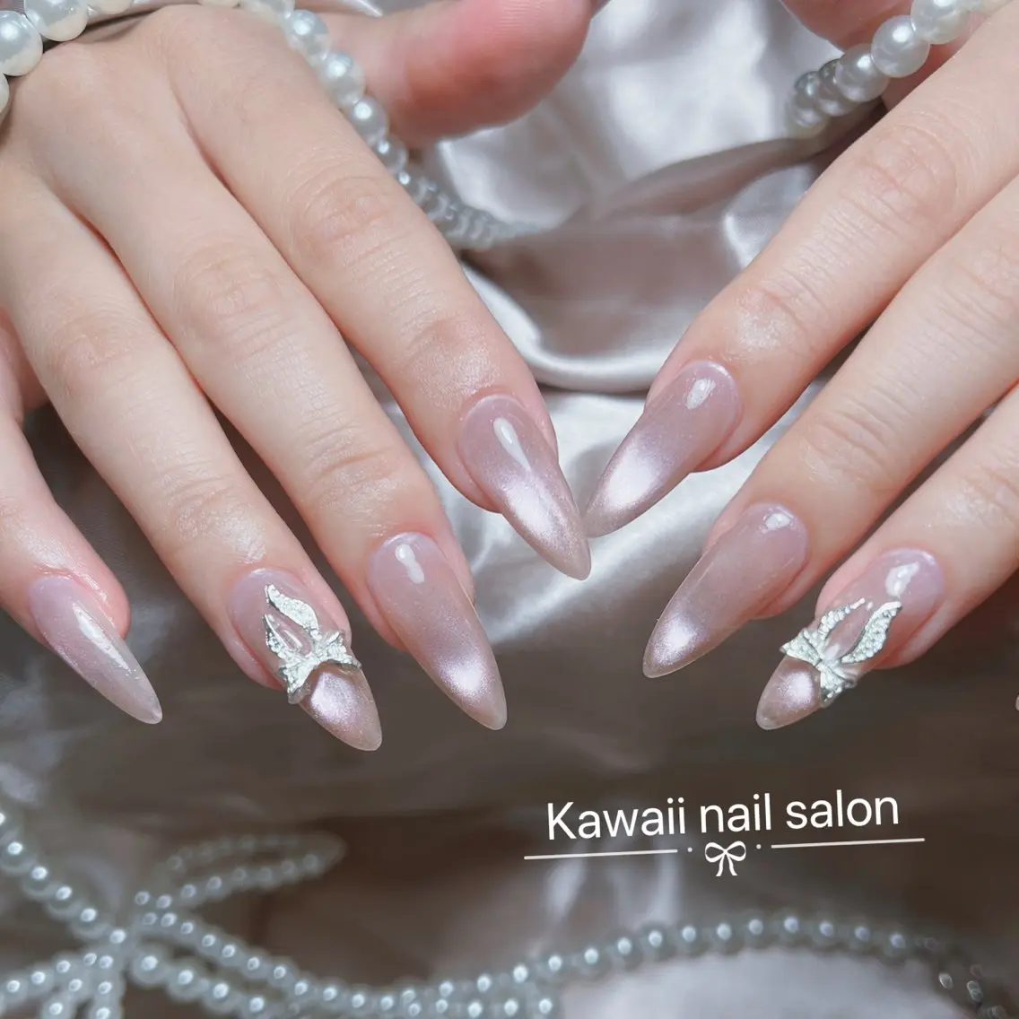 ネイル チークネイル ドット フレンチネイル 韓国ネイル レース Kawaii _Nailのネイルデザイン