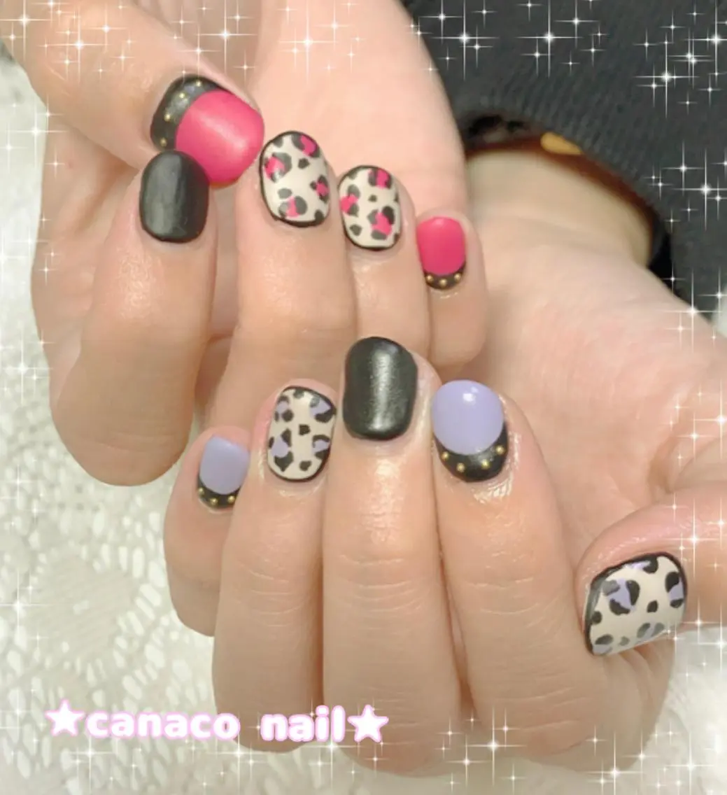 ネイル アニマル柄 フレンチネイル マットネイル ベテランネイル cnc nailのネイルデザイン