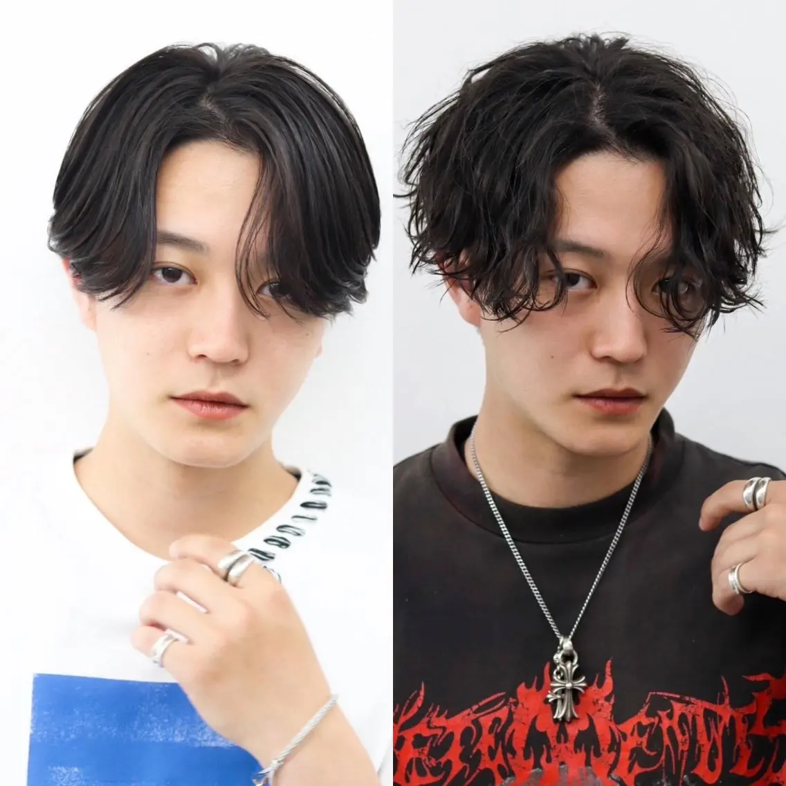 ミディアム カラー パーマ メンズ カット パーマ トリートメント ハイトーン/メンズマ ッシュ/KYOHEIのヘアスタイル