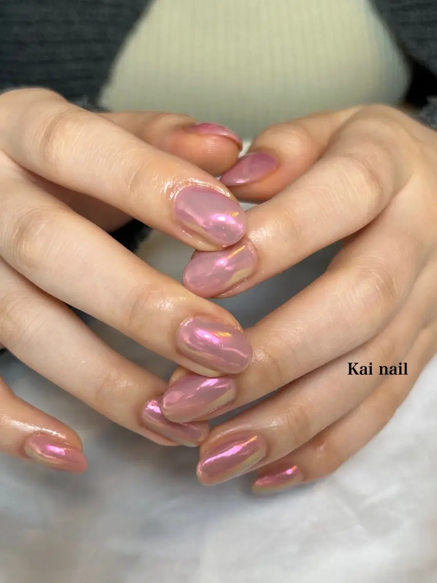ネイル オーロラネイル 韓国ネイル ミラーネイル ニュアンスネイル ワンカラーネイル ハンドネイル Kai nail Mayukoのネイルデザイン