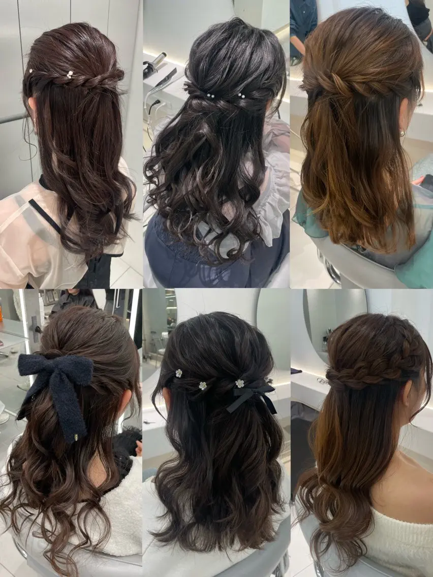 ヘアアレンジ ハーフアップ 結婚式・ブライダル ヘアセット ヘアセット🎀耳つぼ 👂💎MONAMIのヘアスタイル