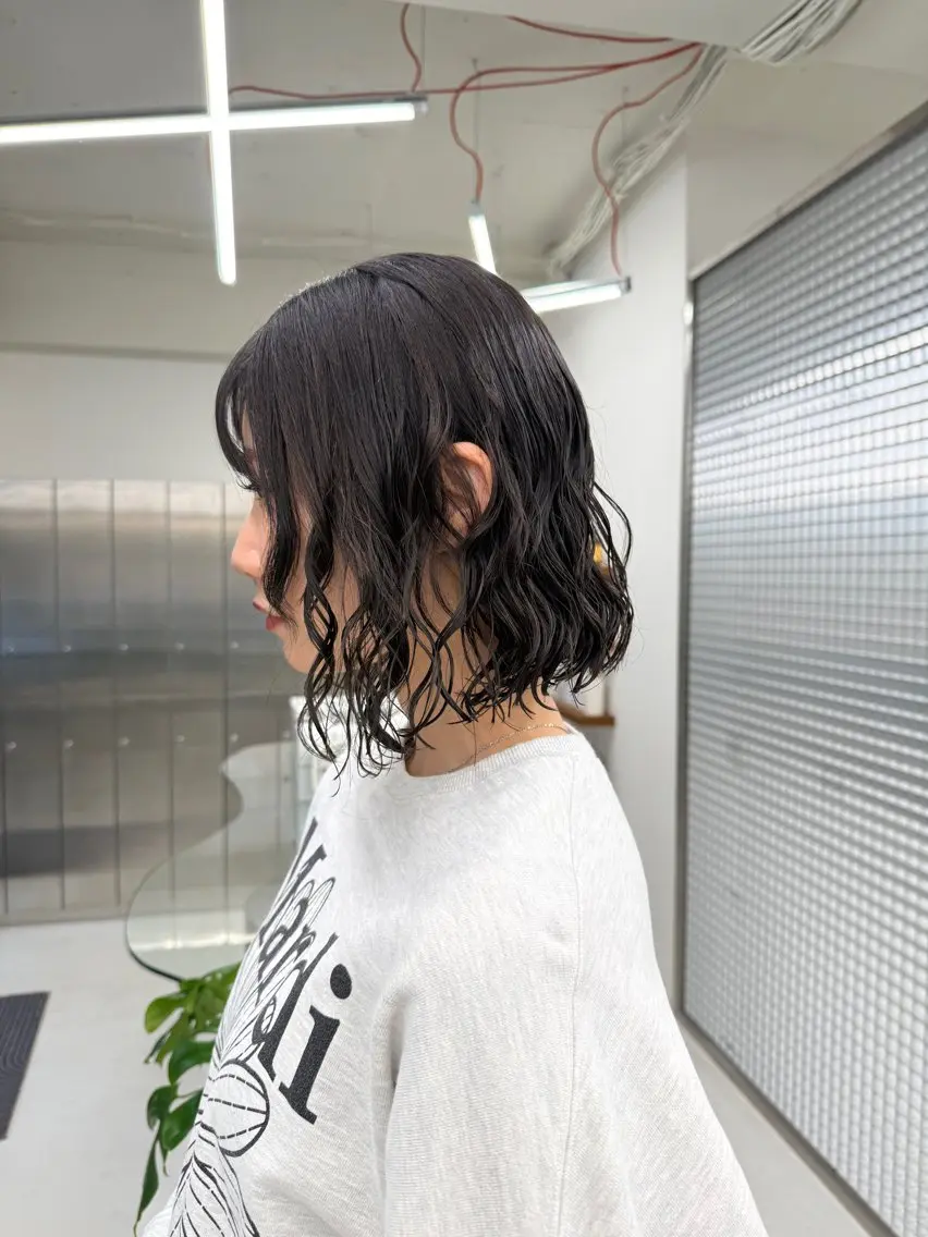 ミディアム カラー パーマ カット パーマ 表参道🌿赤み消し カラー/チナツのヘアスタイル