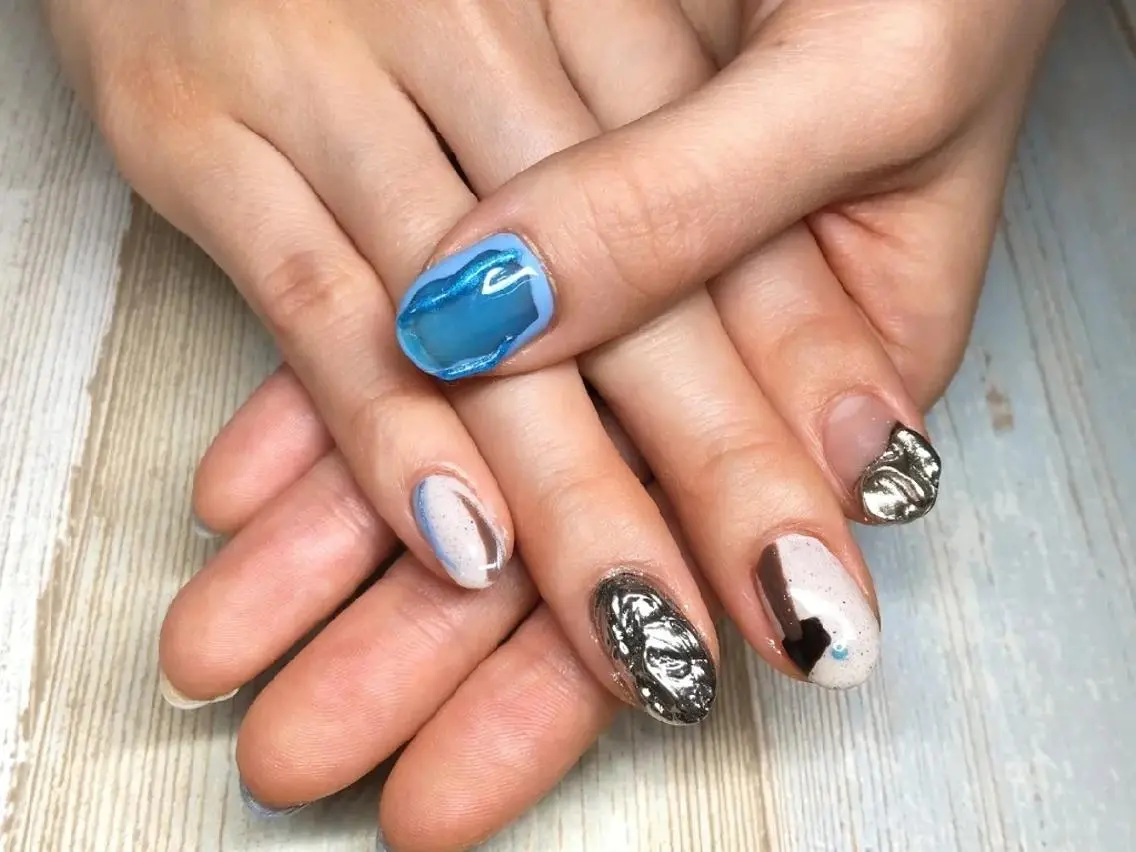 ミディアム ネイル クリアネイル 長さ出し ジェルネイル ニュアンスネイル スカルプネイル T&A nailのネイルデザイン