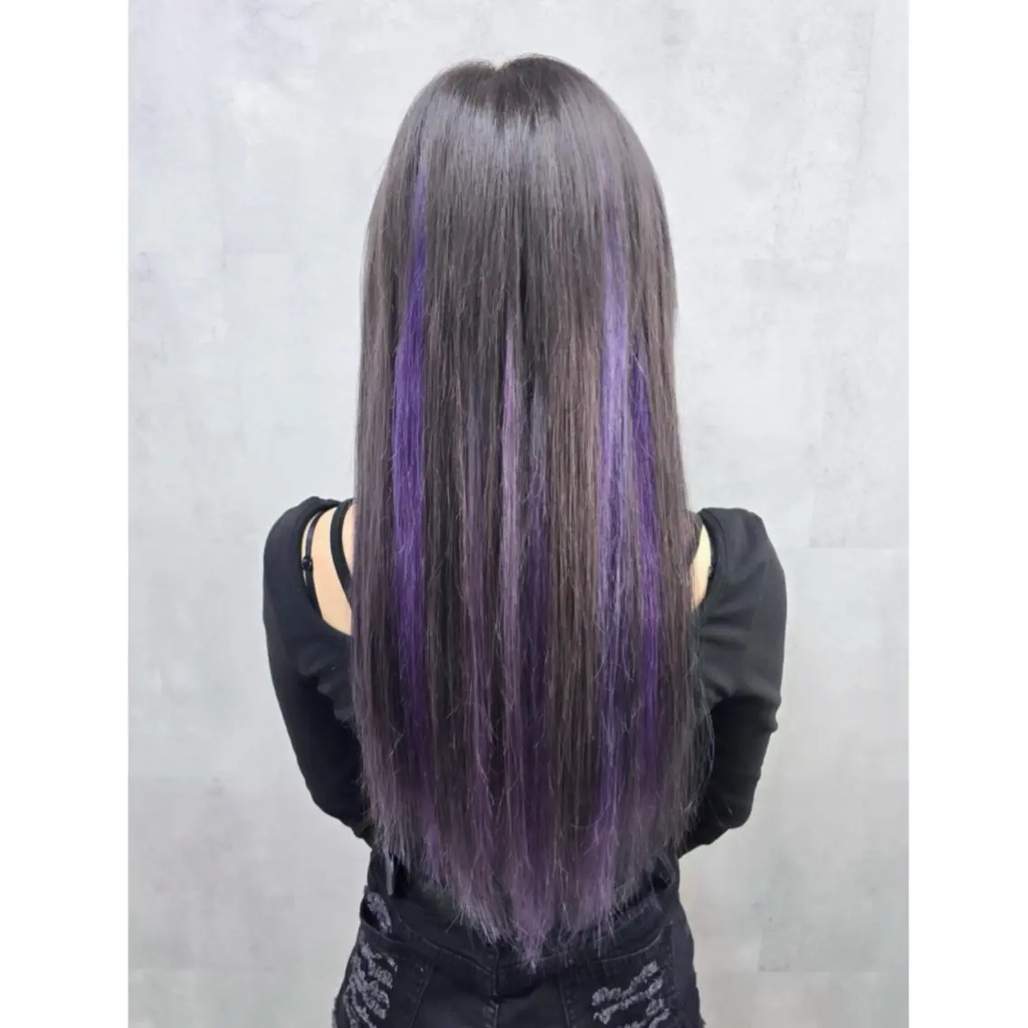 ロング カラー シールエクステ ダークグレー ラベンダーカラー エクステ 編み込みエクステ/ ハイトーン りょすけのヘアスタイル
