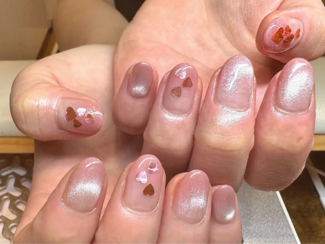 ネイル べっ甲ネイル ボルドー ブラウン マグネットネイル ニュアンスネイル R Rinのマツエク・マツパデザイン