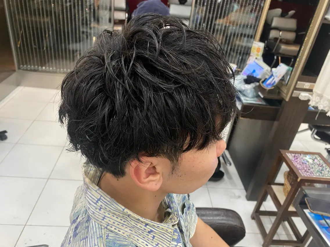 ショート メンズ メンズパーマ カット グレージュ達人/赤み 消し/ブリーチ/岩崎のヘアスタイル