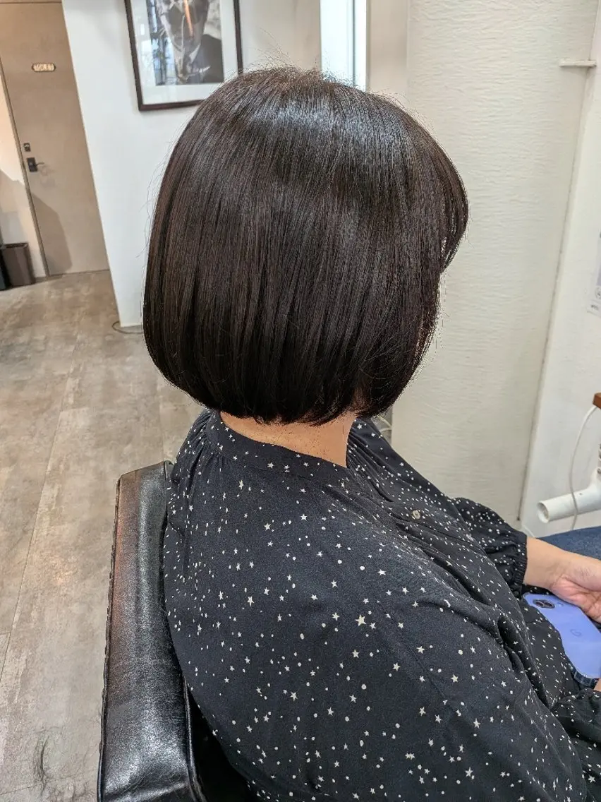ミディアム 切りっぱなしボブ ボブ ママ美容師👶 髪質改善✨️木村倫子のヘアスタイル