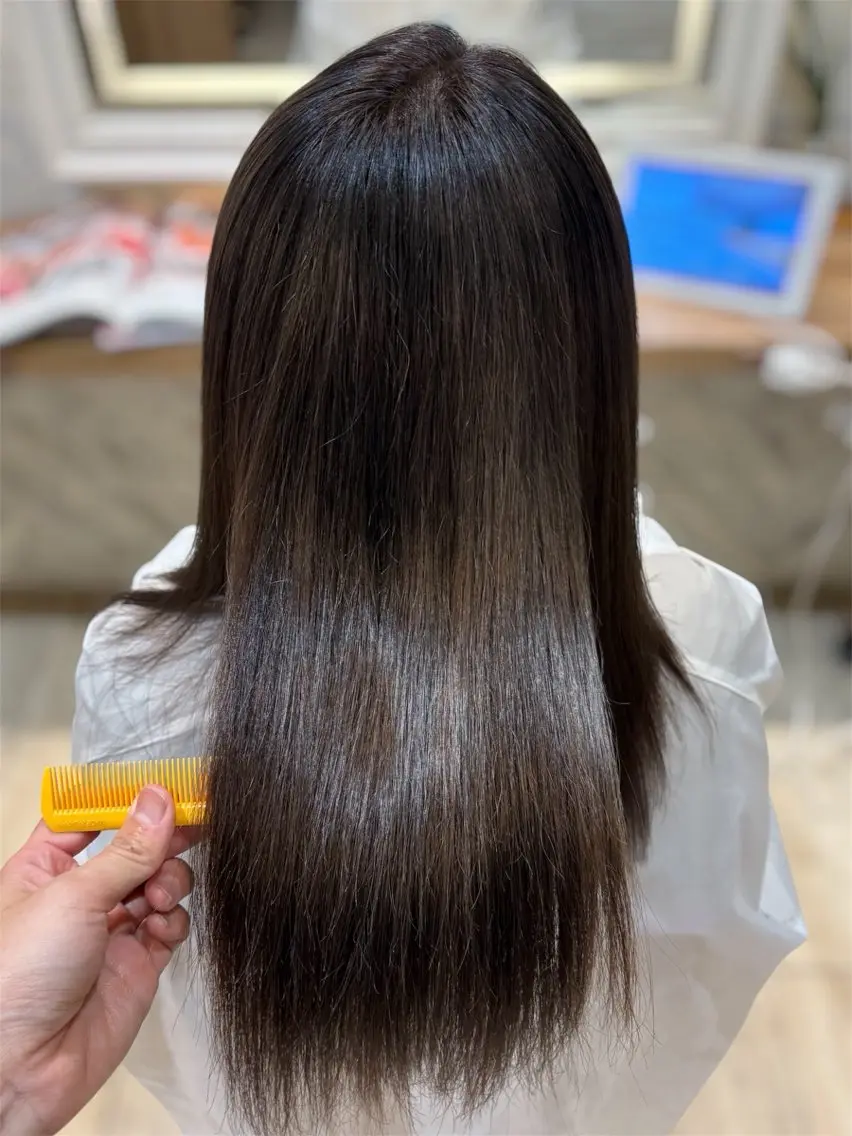 ロング カット ヘアカラー 縮毛矯正 トリートメント ヘッドスパ ヘアセット あやか 白髪ぼかしハイライトのヘアスタイル