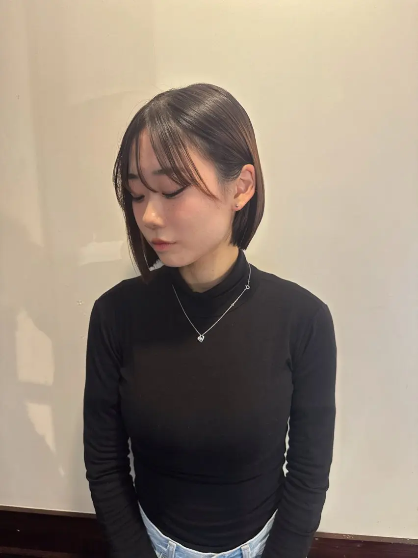 ミディアム 切りっぱなしボブ ボブ カット 鈴木結花/立川美容師 /お悩み解決型美容師のヘアスタイル