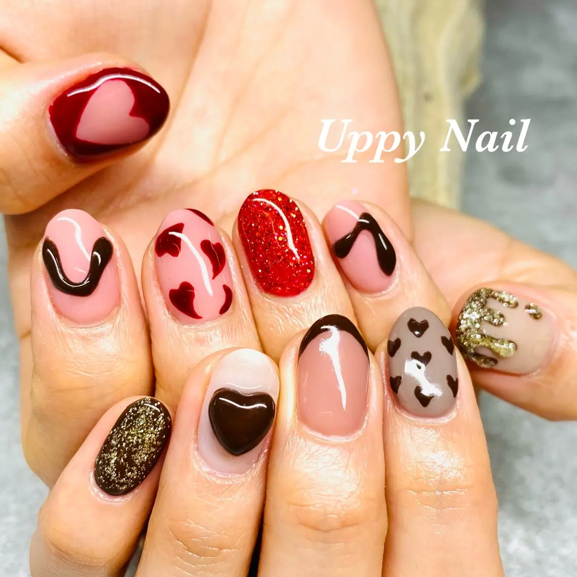 ネイル バレンタイン ハンドネイル Uppy Nail ukyoのネイルデザイン