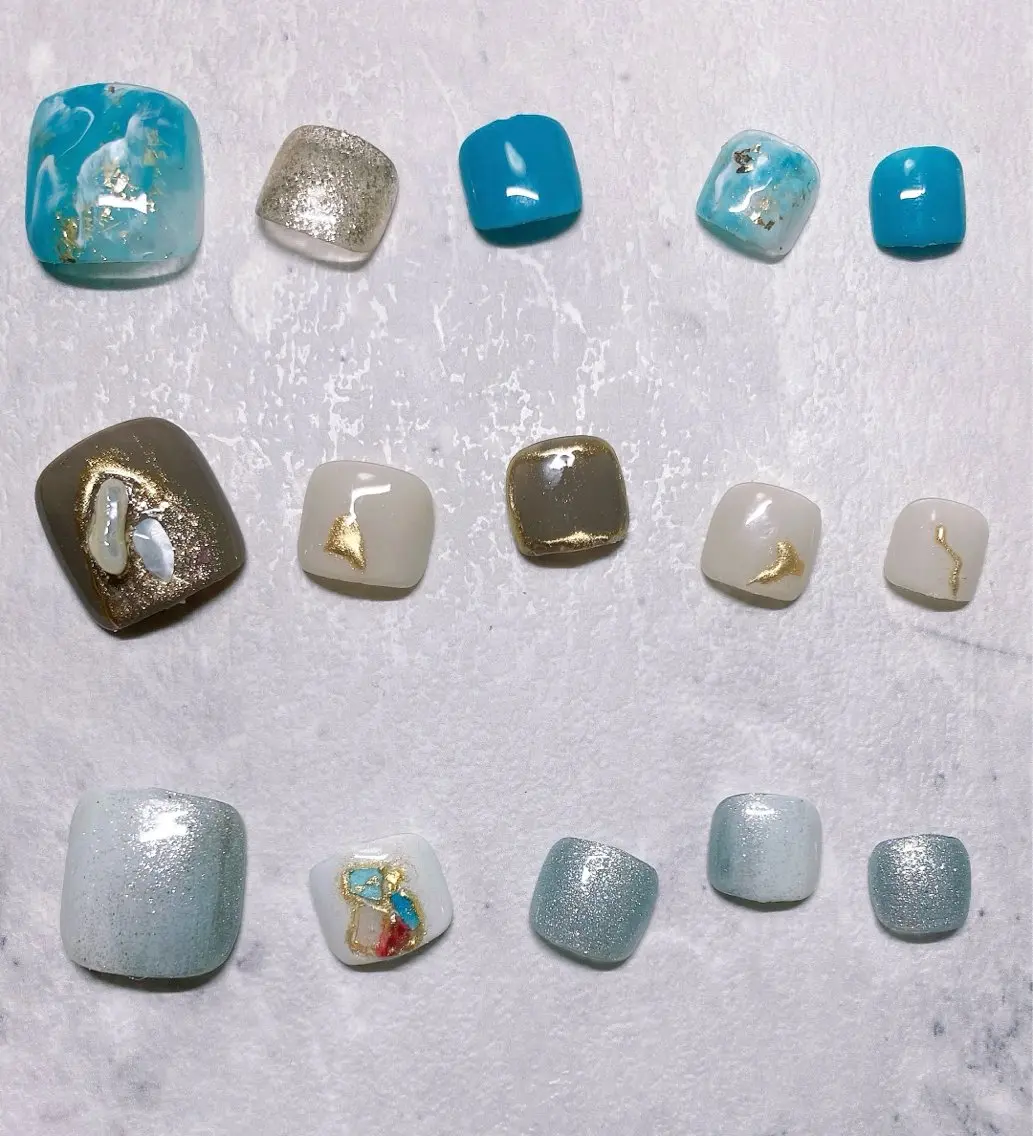 ネイル 長さ出し フットネイル ジェルネイル 韓国ネイル マグネットネイル フットネイル Nail Ann【西川口店】のネイルデザイン