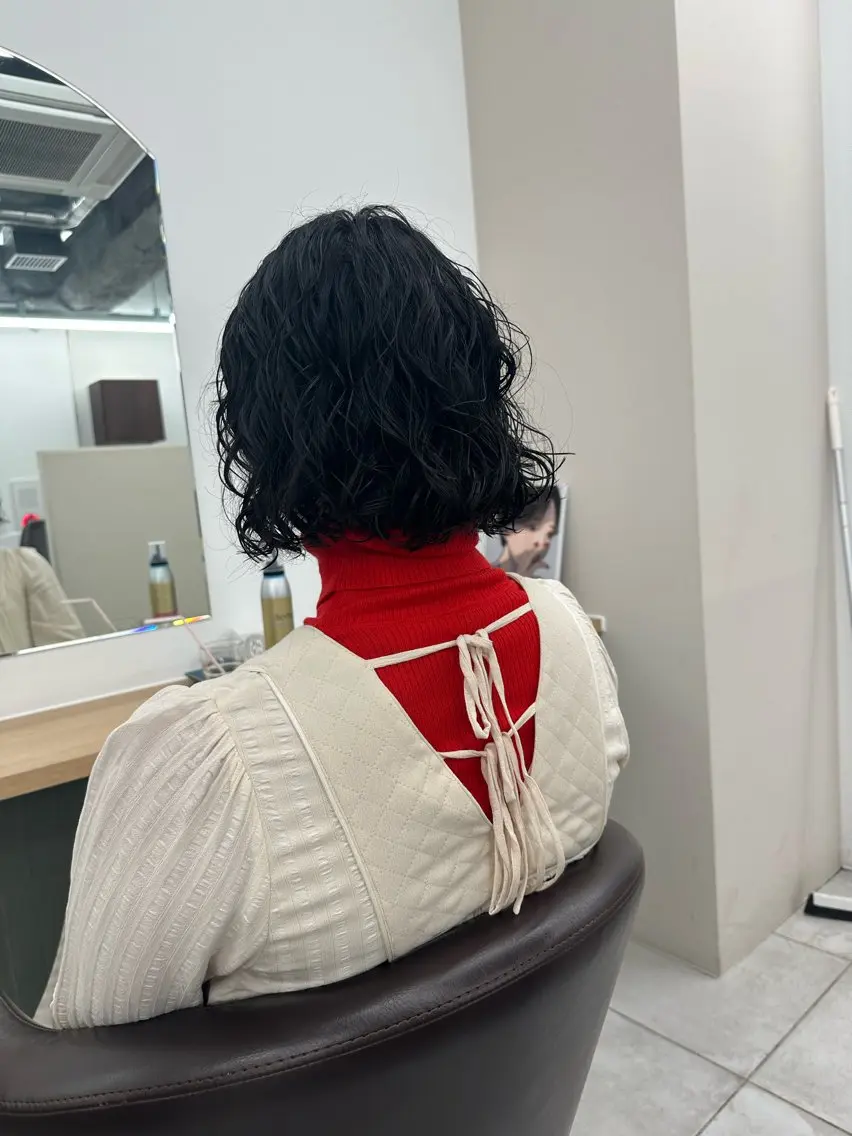 ミディアム カラー パーマ キッズ カット パーマ トリートメント オトナヘア🌸 harukaのヘアスタイル