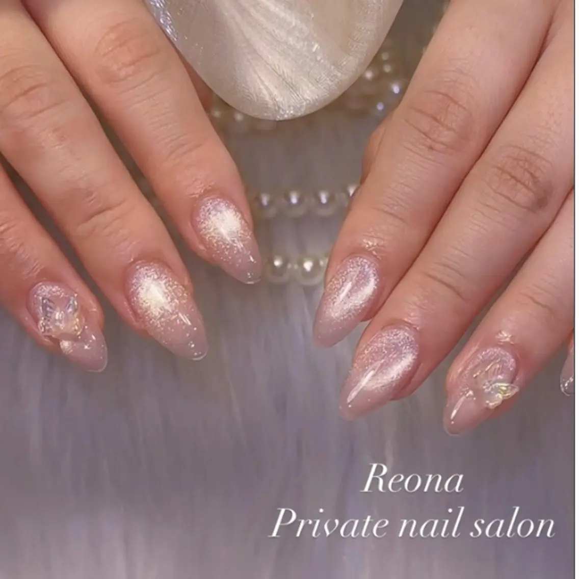 ネイル 長さ出し ロングネイル マグネットネイル ワンホンネイル Reona Nailのネイルデザイン