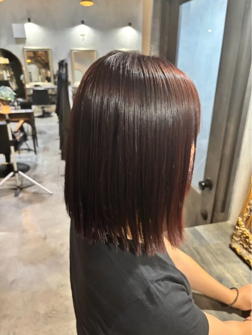 ミディアム カラー ブラウンカラー ピンクカラー 中川 花菜のヘアスタイル