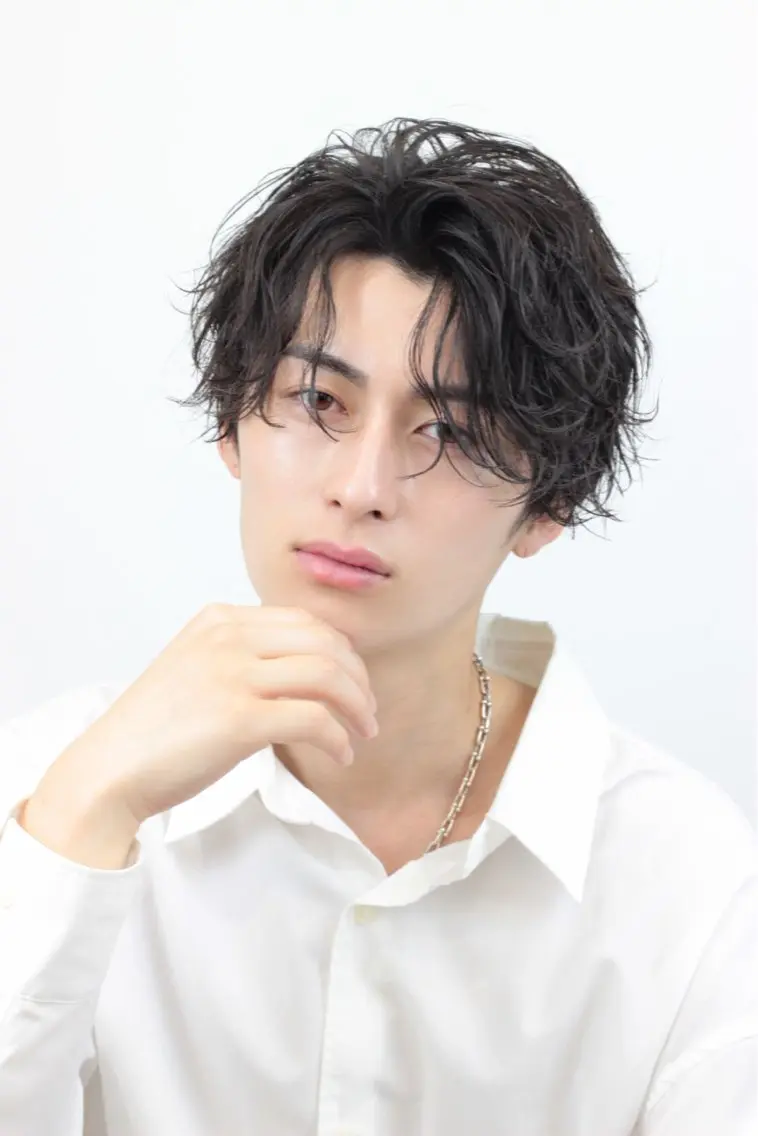 ミディアム パーマ メンズ カット パーマ トリートメント ⭐️似合わせ短髪⭐️ 直翔のヘアスタイル