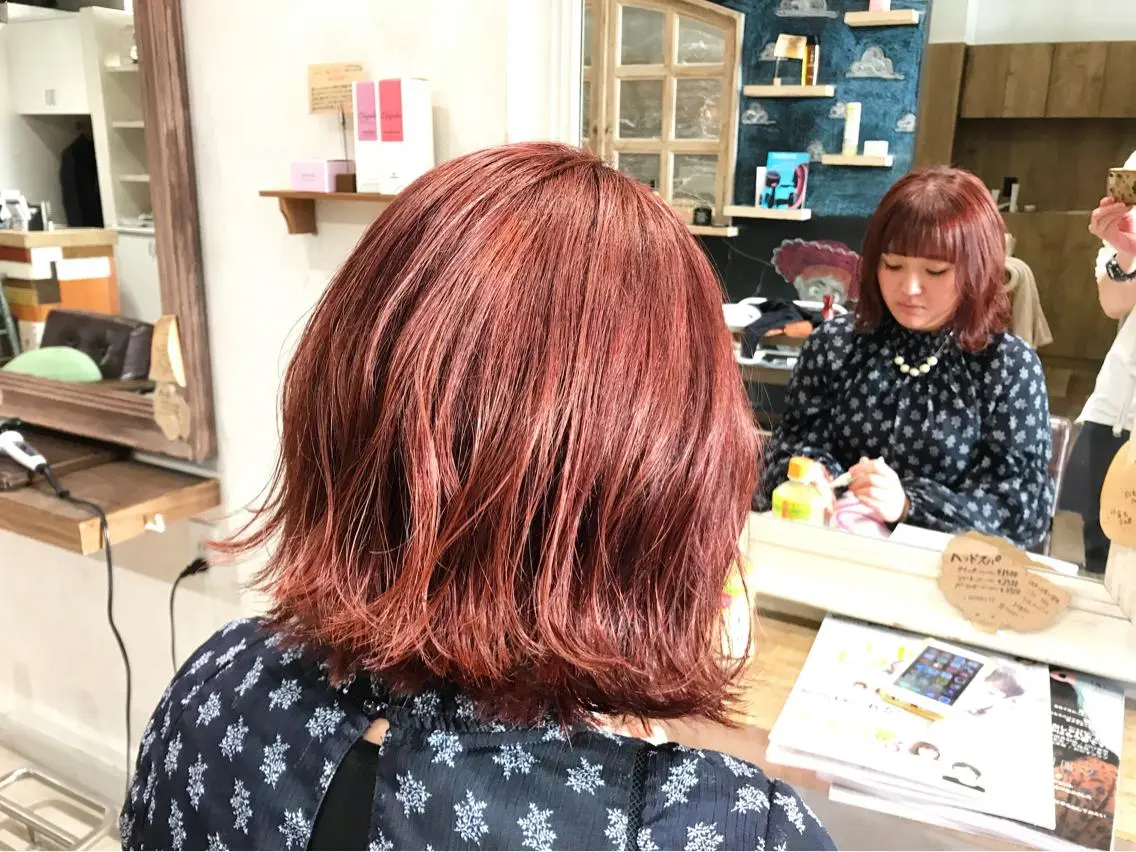 ショート カラー ブリーチ レッドカラー バイオレットカラー メンズ指名多数!! 田島史也のヘアスタイル