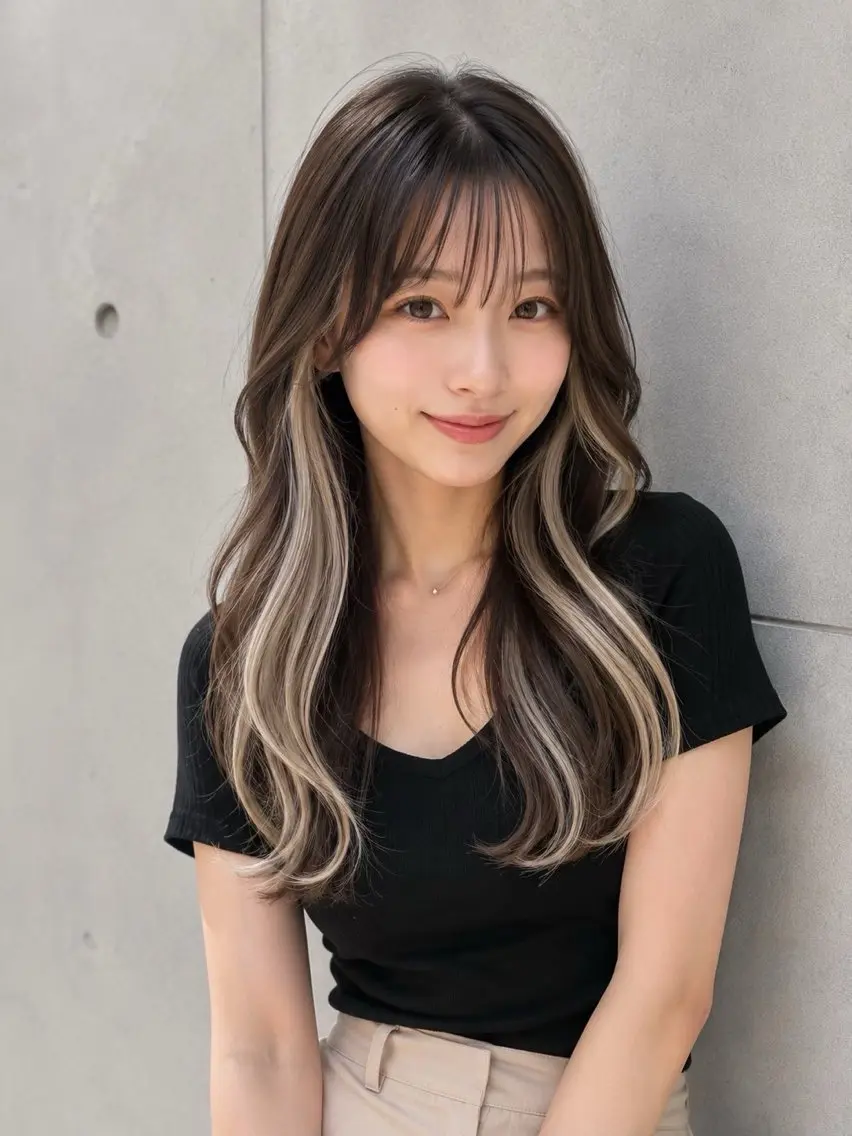 ロング カラー カット ヘアカラー 宇梶 千愛のヘアスタイル