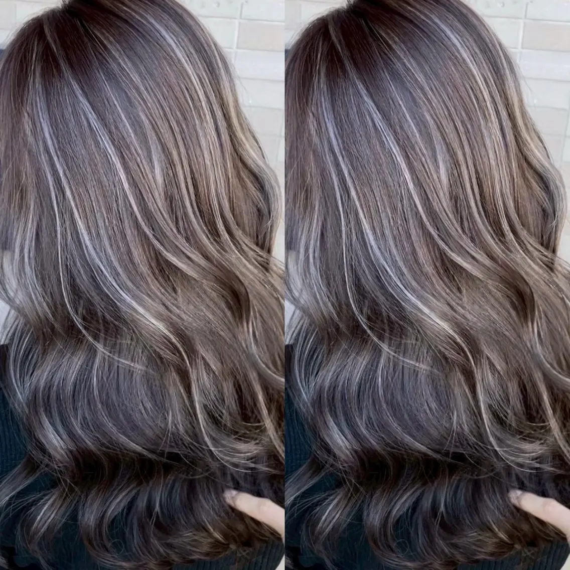 ロング カラー ベージュカラー グレージュ ハイライトカラー ハイライト カット ヘアカラー トリートメント 表参道/ハイライト バレイヤージュのヘアスタイル