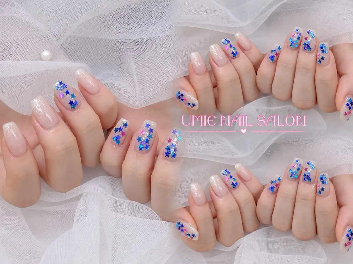 ネイル フットネイル フレンチネイル グラデーション キラキラネイル 韓国ネイル ハンドネイル UMIE NAIL SALONのネイルデザイン