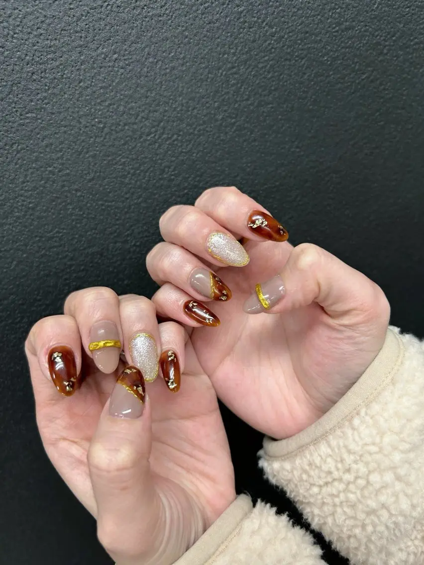 ネイル 韓国ネイル 持ち込み ニュアンスネイル ネイルチップ 冬ネイル LISA ANA.CHUOのネイルデザイン