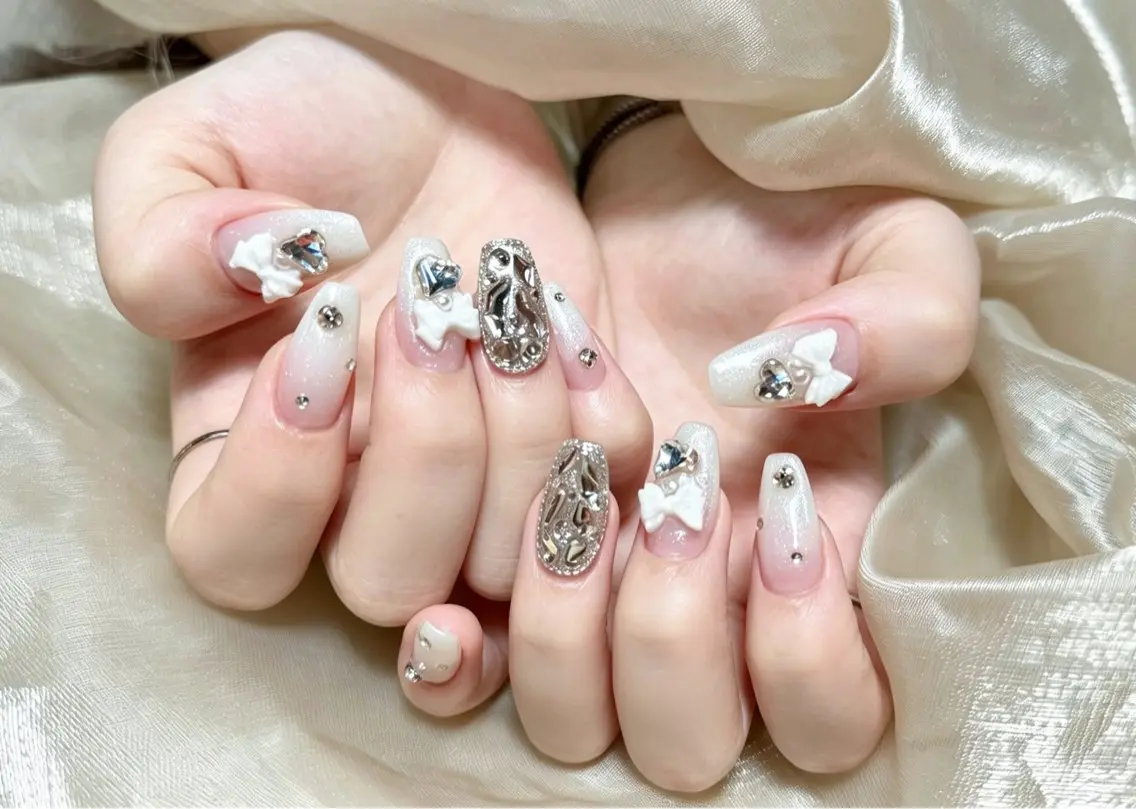 ネイル チークネイル 長さ出し フレンチネイル ジェルネイル 韓国ネイル ハンドネイル Lucky Nail Salon❶のネイルデザイン