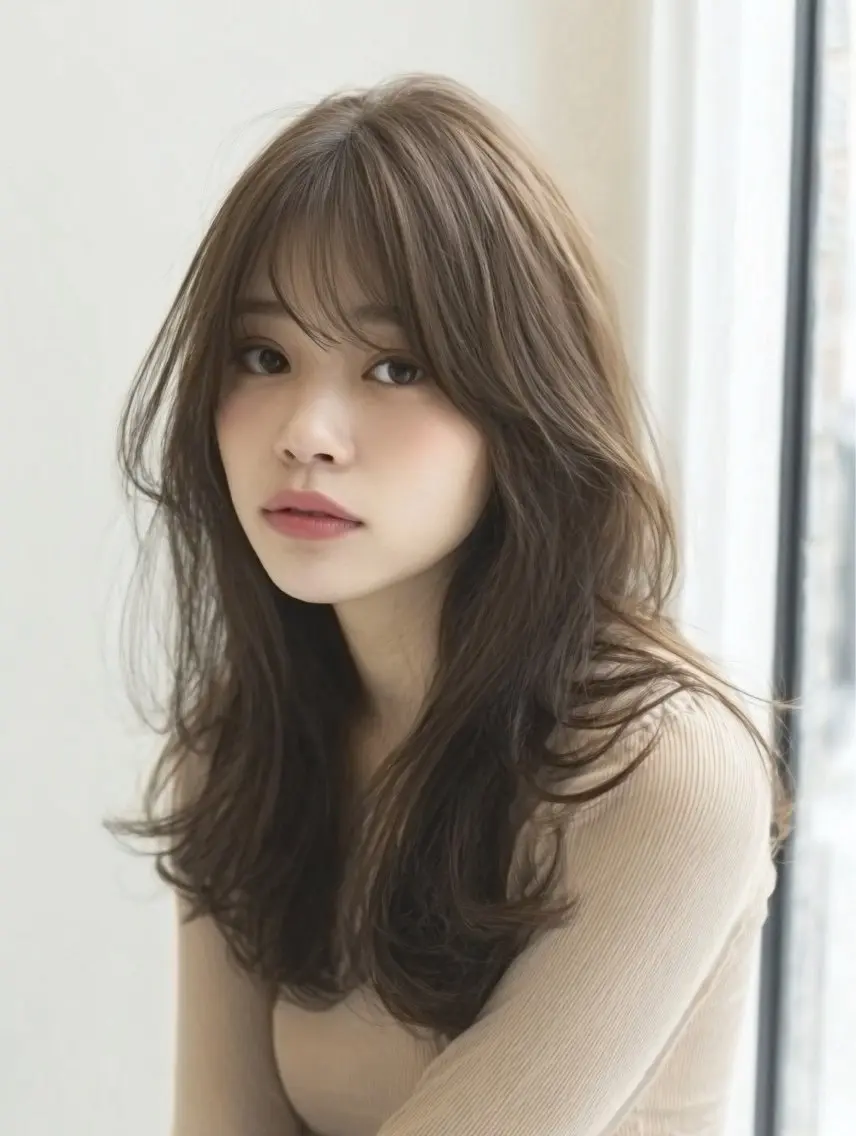 ロング 縮毛矯正 絶対綺麗な暖色カラー 🎯あります✨増渕✨のヘアスタイル