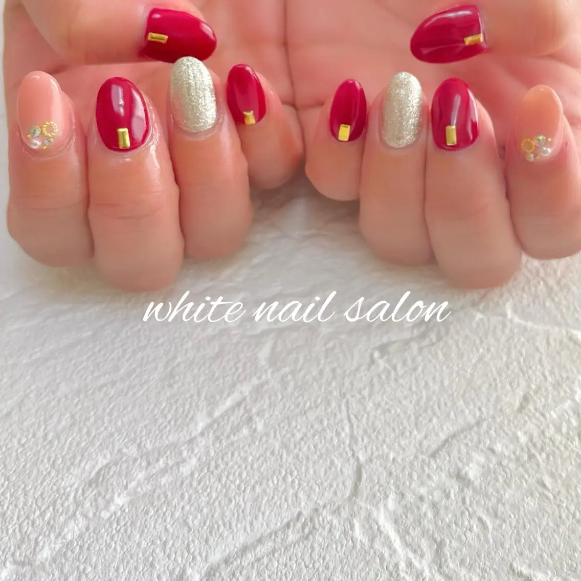 ネイル フットネイル ジェルネイル ハードジェル ラメ(グリッター) 持ち込み ハンドネイル white nail salonのネイルデザイン