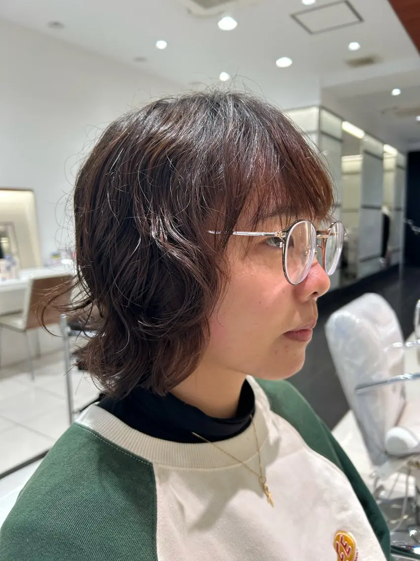 ミディアム パーマ パーマ オオタ ユイナ🌈のヘアスタイル