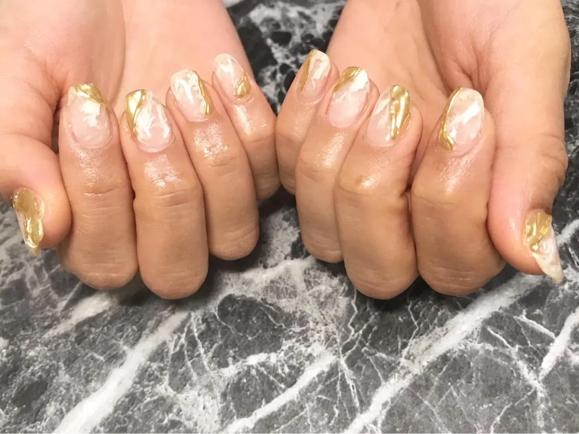 ネイル フットネイル 大理石ネイル(マーブル) ニュアンスネイル シンプルネイル 春ネイル nail fufla ♡yamane♡のネイルデザイン