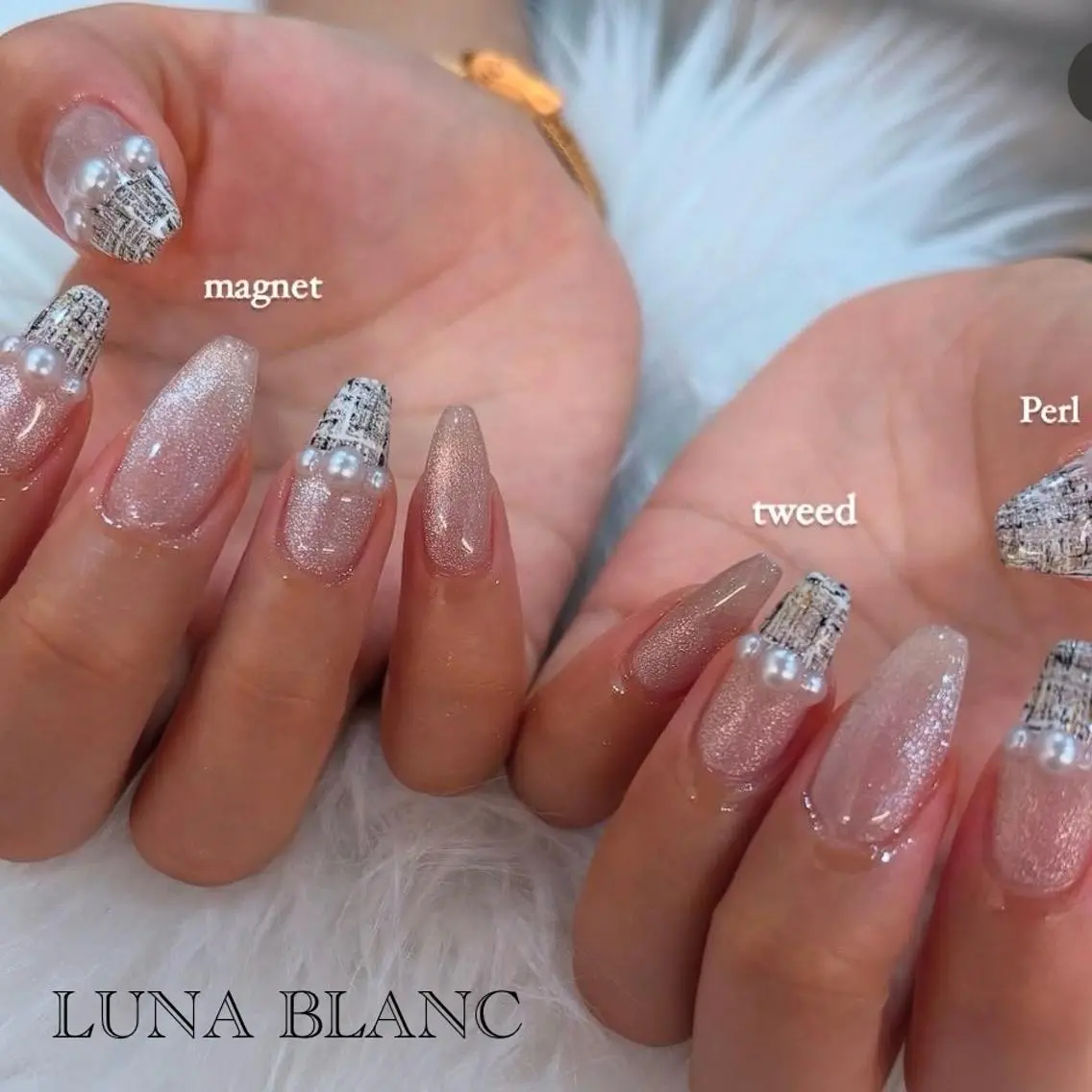 ネイル マグネットネイル ツイードネイル nail LUNA BLANCのネイルデザイン