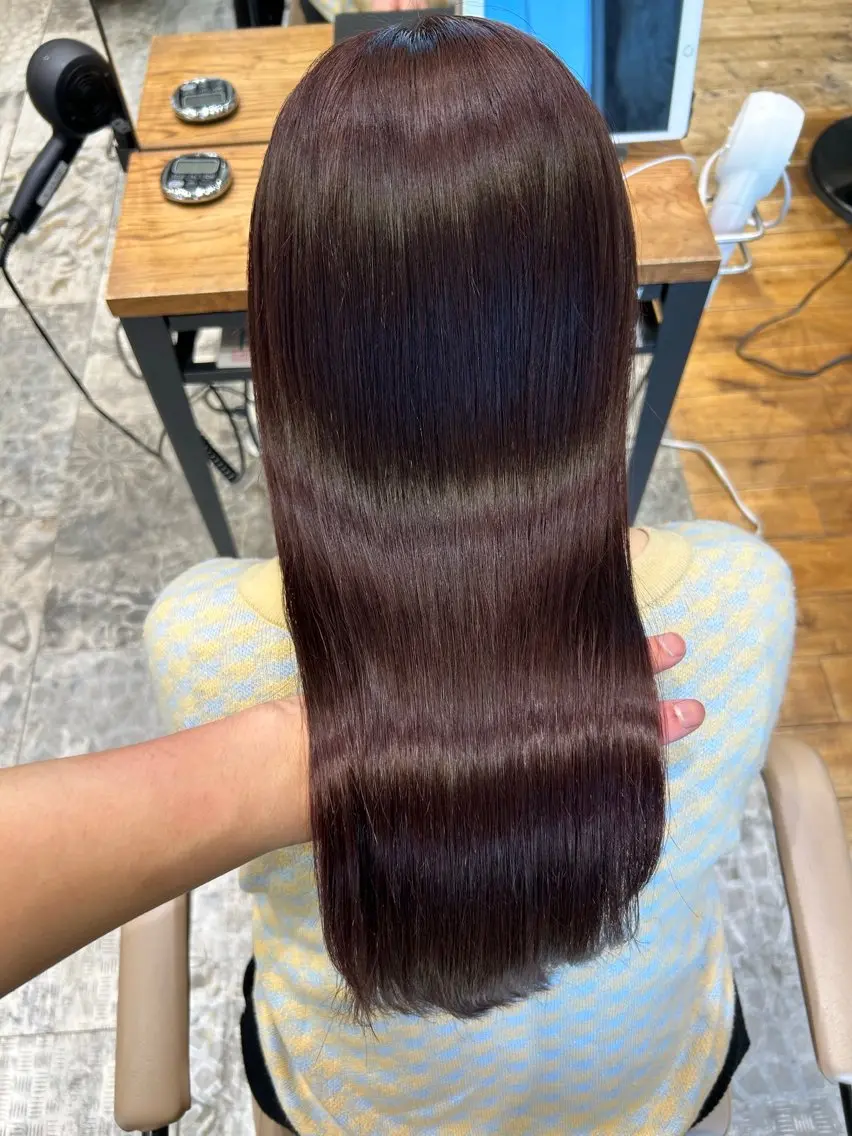 ロング カット ヘアカラー 縮毛矯正 トリートメント 新宿✨顔周りカット 韓国ヘア/坂本亜裟海のヘアスタイル