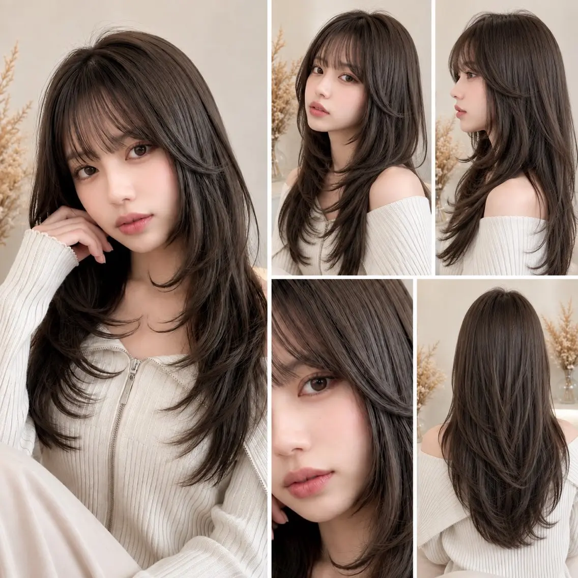 ロング カラー カット ヘアカラー トリートメント 🦋韓国風レイヤー/ 艶髪矯正🦋凛太郎のヘアスタイル