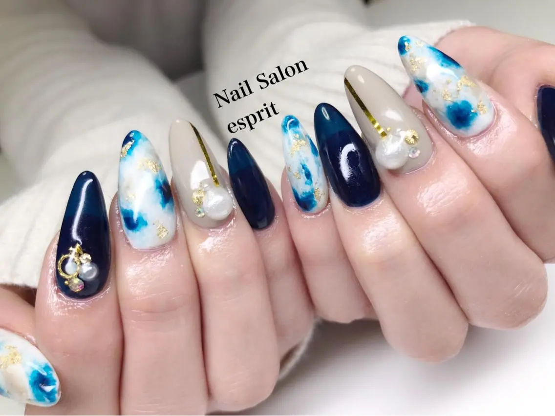 ネイル 長さ出し ロングネイル 持ち込み スカルプネイル ストーンネイル Nail Salon espritのネイルデザイン