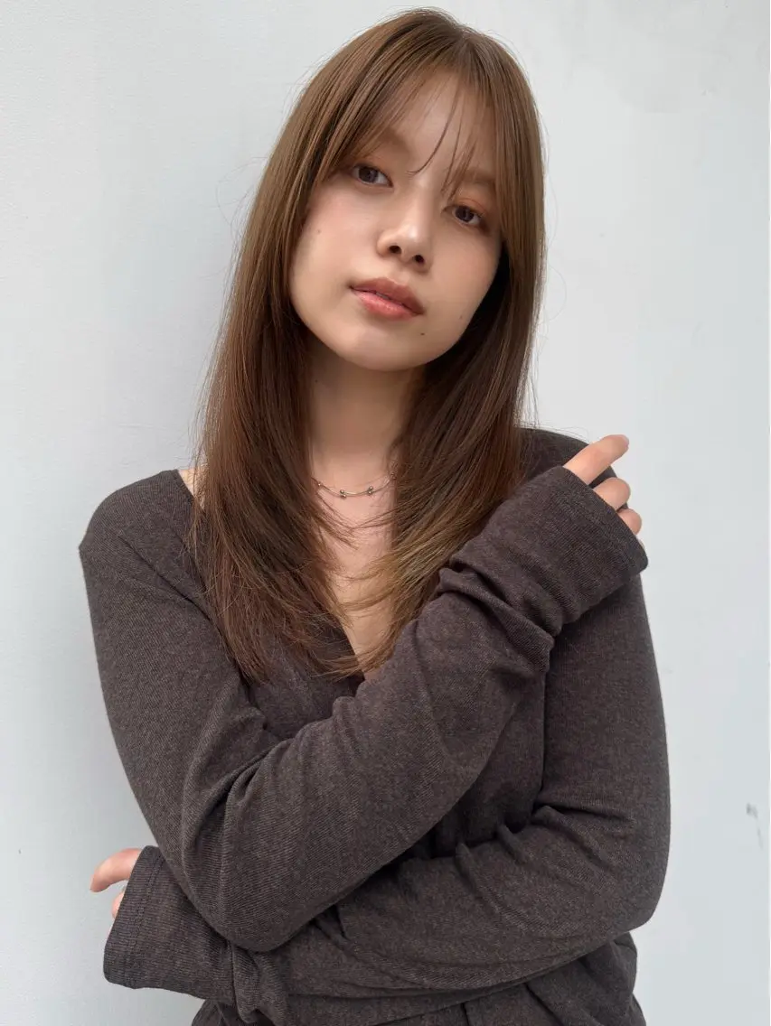 セミロング カット ヘアカラー トリートメント 顔周りカット/ 艶カラー🌼水谷のヘアスタイル