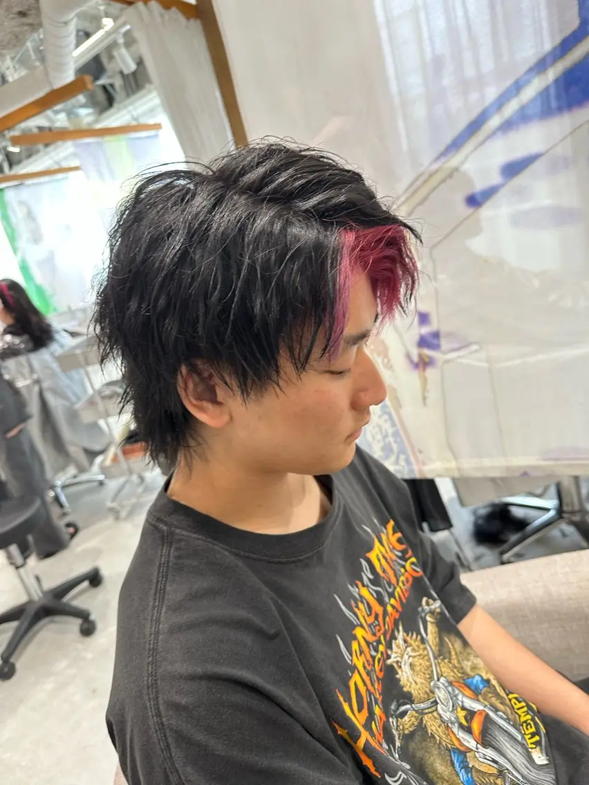ショート カラー メンズ メンズインナーカラー ミストバング  フェイスフレーミング インナーカラー カット ヘアカラー トリートメント 💎メンズパーマ特化 🥇メンズのプロのヘアスタイル