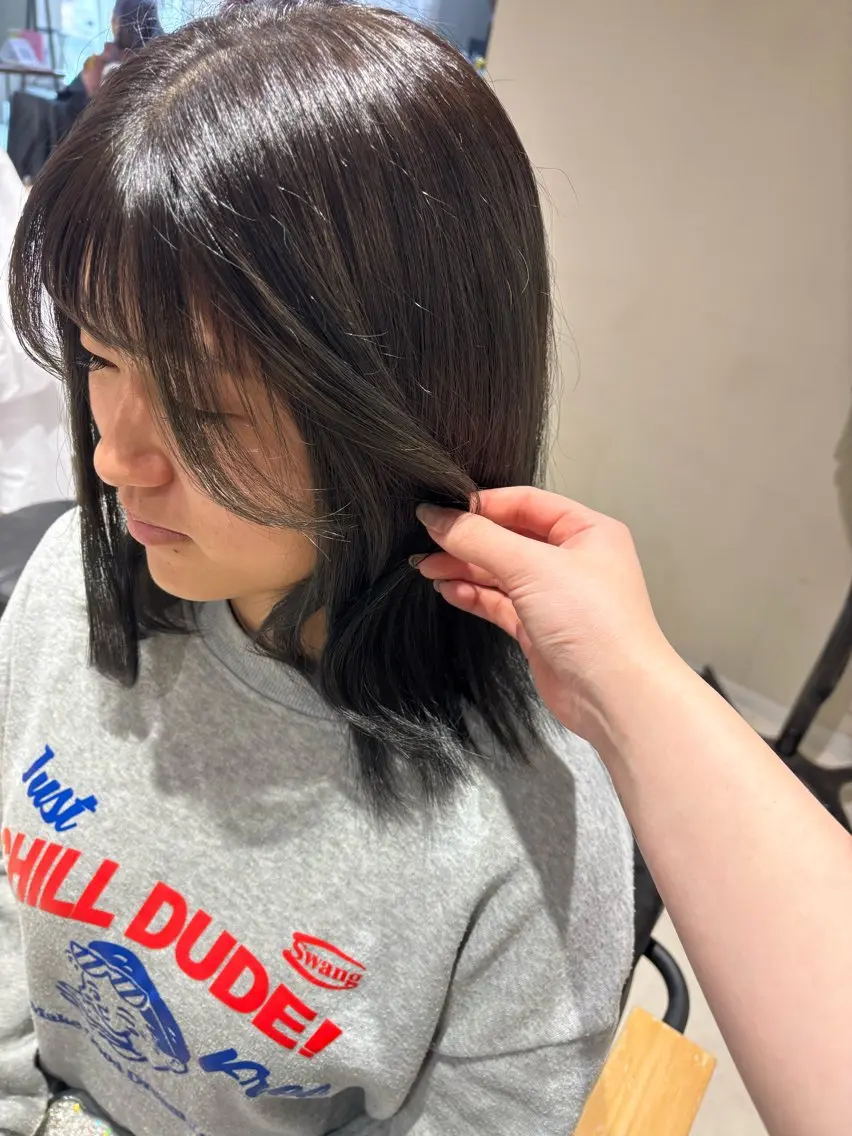 ミディアム 顔周りカット 似合わせカット かわいい艶カラー🎀 ナカニシアチカのヘアスタイル