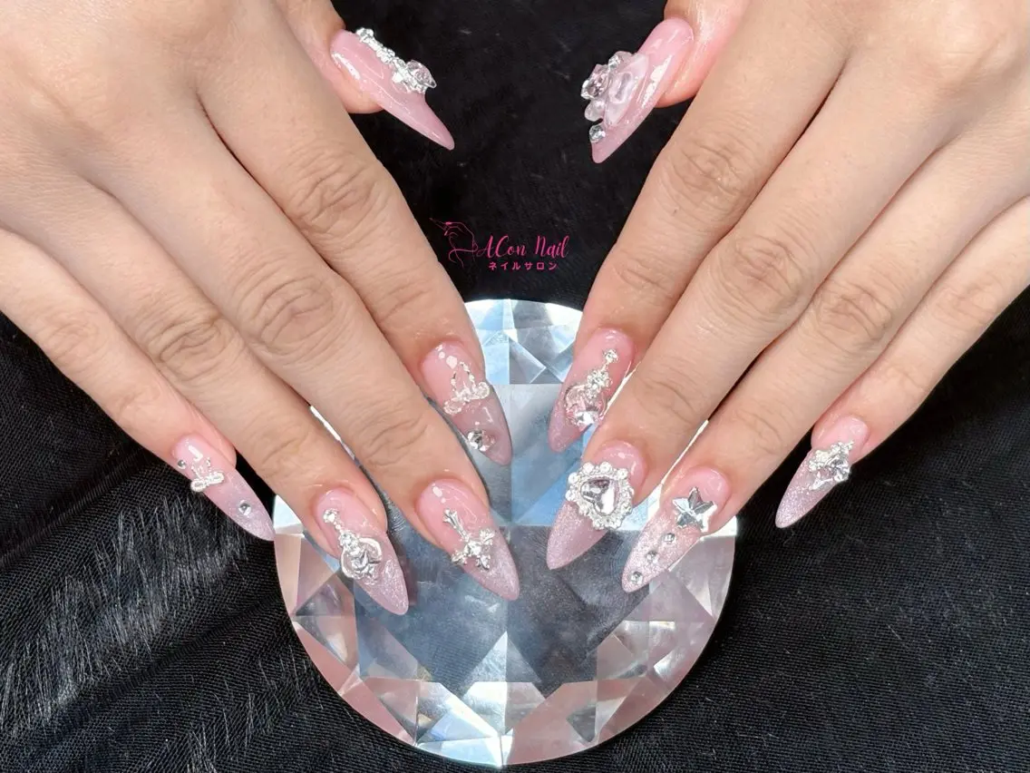 ネイル 桜ネイル 長さ出し フラワーネイル フレンチネイル ジェルネイル ハンドネイル ACon NailSalonのネイルデザイン
