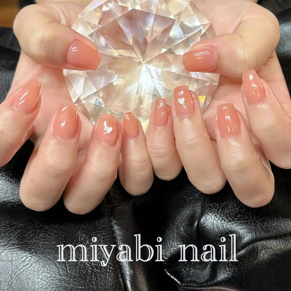 ネイル ジェルネイル ハート 持ち込み ワンカラーネイル ピンク ハンドネイル miyabi nail 桂川駅近くのネイルデザイン
