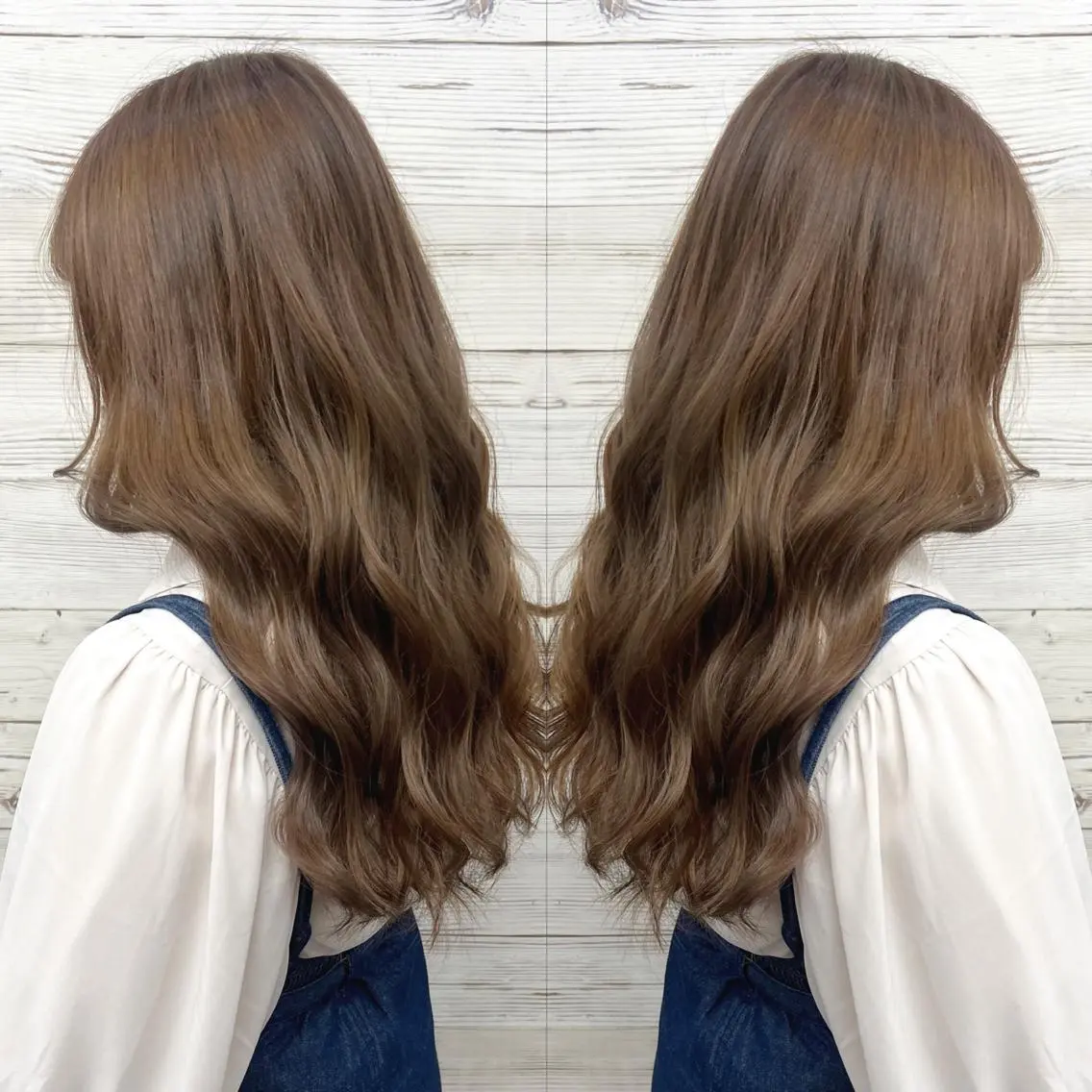 ロング カラー ヘアアレンジ 黒髪 ブリーチ ケアブリーチ グレージュ ハイトーンカラー ヘアカラー トリートメント 枝毛カット&髪質改善 満足NO.1岡しゃんのヘアスタイル