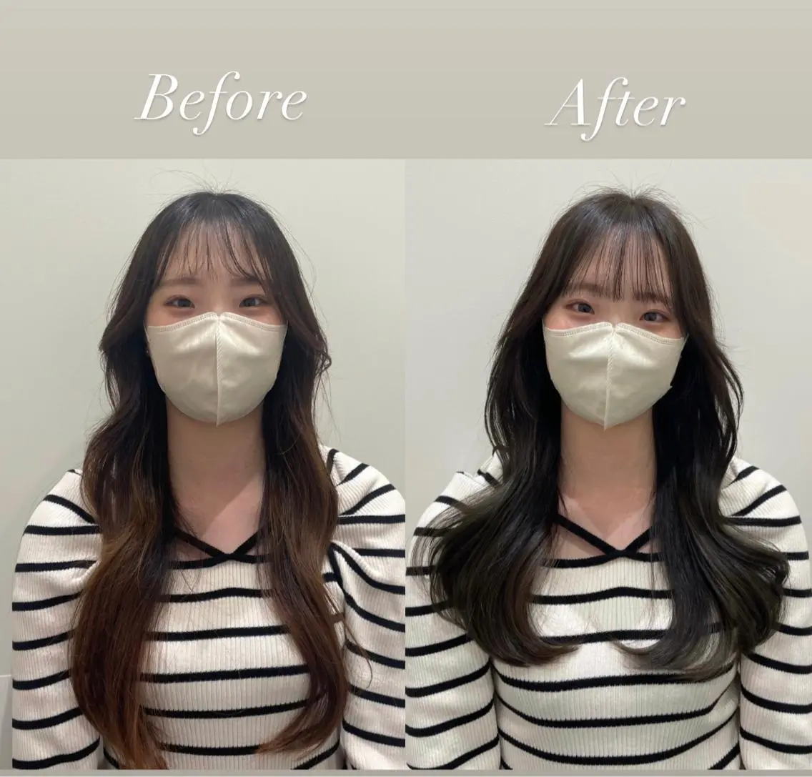 ロング 韓国風ヘア レイヤーカット カット ヘアカラー トリートメント ❤︎︎韓国ヘア❤︎︎ 𝑺𝒉𝒊𝒉𝒐のヘアスタイル
