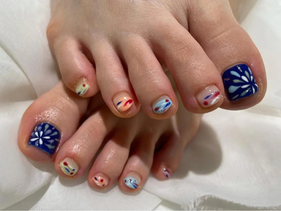 ネイル アートネイル フットネイル 夏ネイル sugihara yuiのネイルデザイン