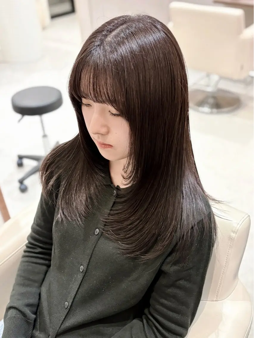 ミディアム カラー ハイレイヤー レイヤーカット カット トリートメント Zina.金上美玲 ✲Layer✲南船橋のヘアスタイル
