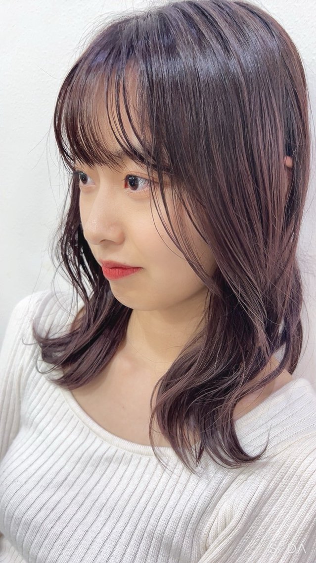 ミディアム カラー ベージュカラー グラデーションカラー ピンクカラー ピンクベージュ 平田 一成のヘアスタイル