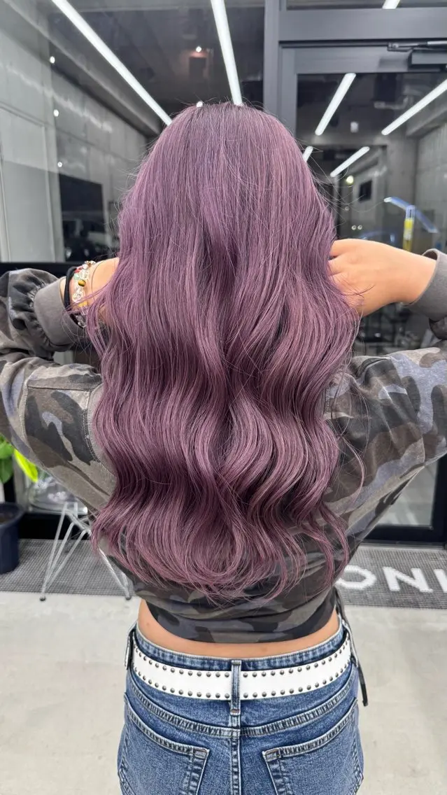 ロング カラー ラベンダーカラー ピンクカラー ピンクラベンダー ヘアカラー Kazuki/名古屋 ブリーチ/髪質改善のヘアスタイル