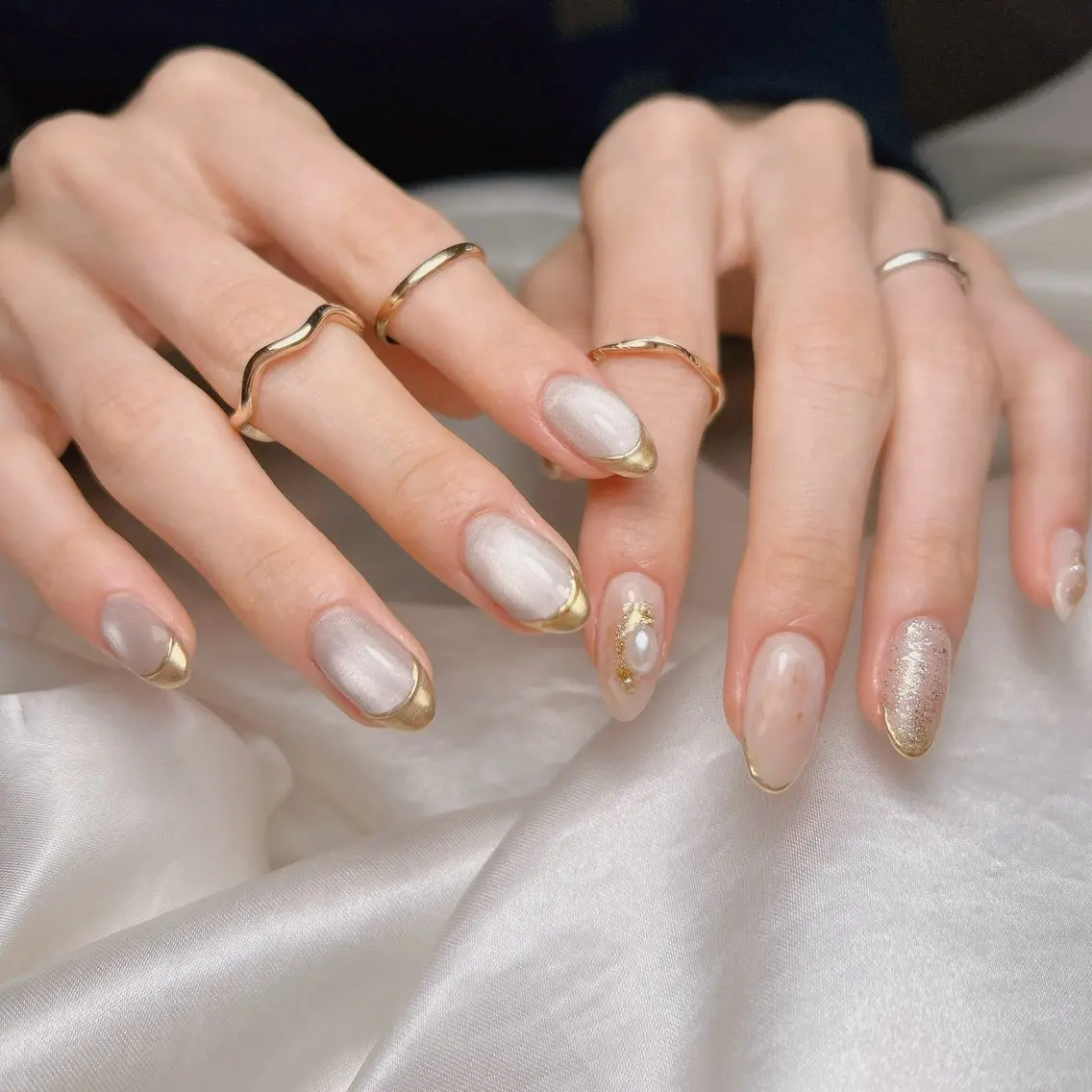 ネイル フレンチネイル ミラーネイル ハンドネイル junna 金山.東別院.上前津のネイルデザイン