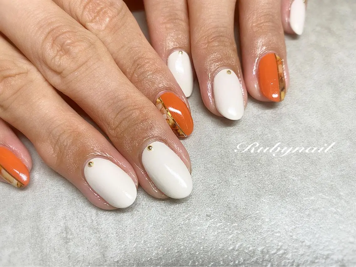 ネイル オレンジ プライベートサロン Rubynailのネイルデザイン