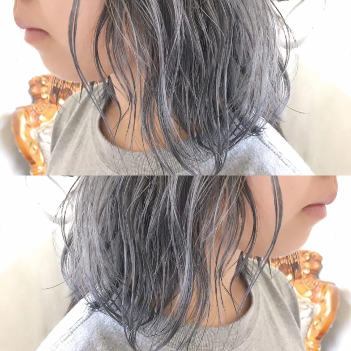 ショート カラー ヘアアレンジ ブルーカラー シルバー エグチ アキラのヘアスタイル