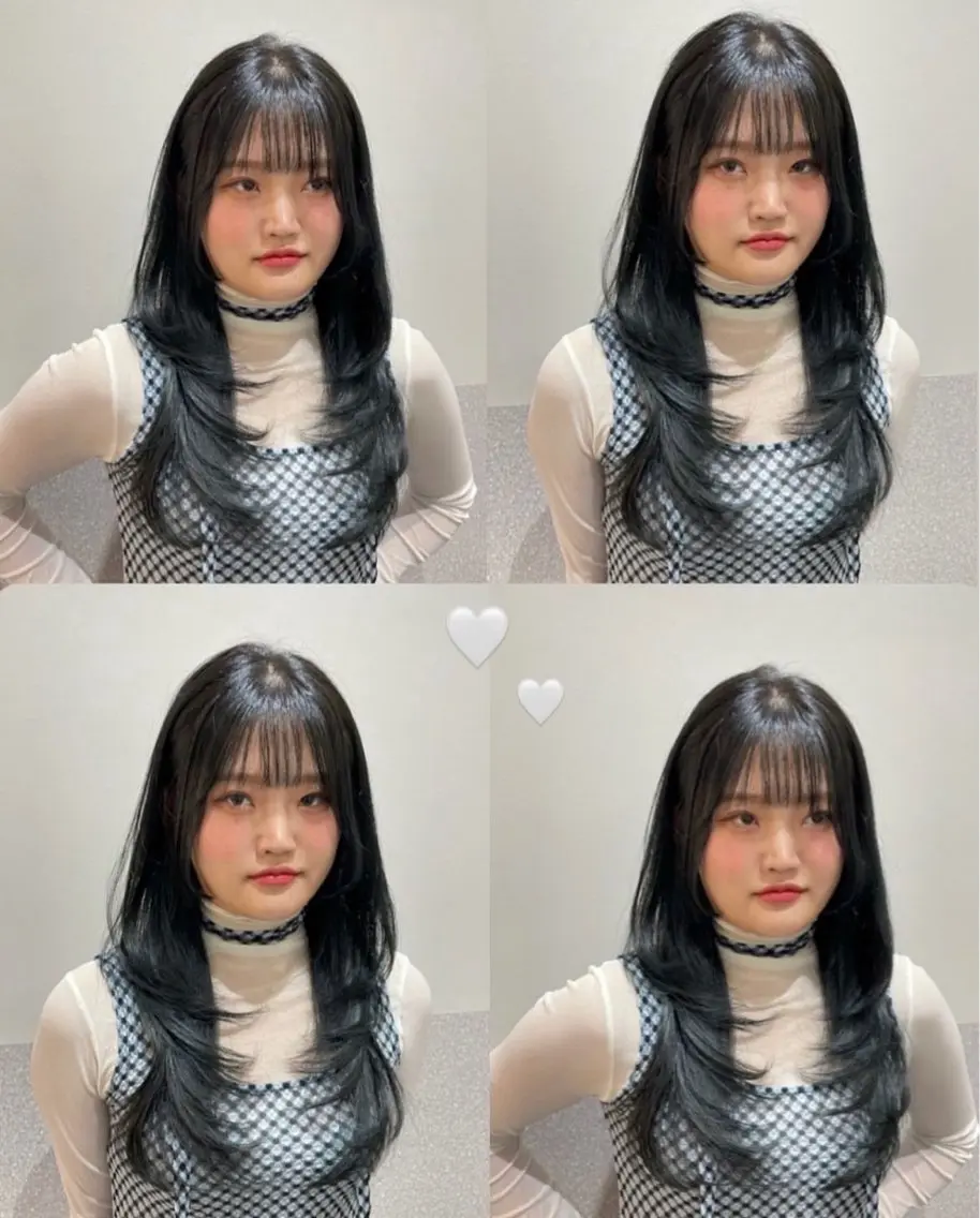 ロング ハイレイヤー 韓国風ヘア レイヤーカット ロング ワイドバング カット ヘアカラー トリートメント ❤︎︎韓国ヘア❤︎︎ 𝑺𝒉𝒊𝒉𝒐のヘアスタイル
